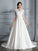 Ball Gown V-neck Sleeveless Court Train Satin Wedding Dresses CICIP0006736