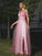 A-Line/Princess Tulle Ruffles V-neck Sleeveless Sweep/Brush Train Bridesmaid Dresses CICIP0005008