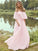A-Line/Princess Jersey Ruffles Off-the-Shoulder Short Sleeves Sweep/Brush Train Bridesmaid Dresses CICIP0004975