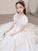 A-Line/Princess Satin Bowknot Sweetheart Short Sleeves Floor-Length Flower Girl Dresses CICIP0007508