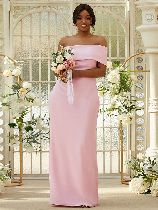 Sheath/Column Stretch Crepe Ruched One-Shoulder Sleeveless Floor-Length Bridesmaid Dresses CICIP0004996