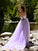 A-Line/Princess Tulle V-neck Applique Sleeveless Sweep/Brush Train Dresses CICIP0004691