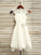 A-Line/Princess Chiffon Lace Scoop Sleeveless Tea-Length Flower Girl Dresses CICIP0007518