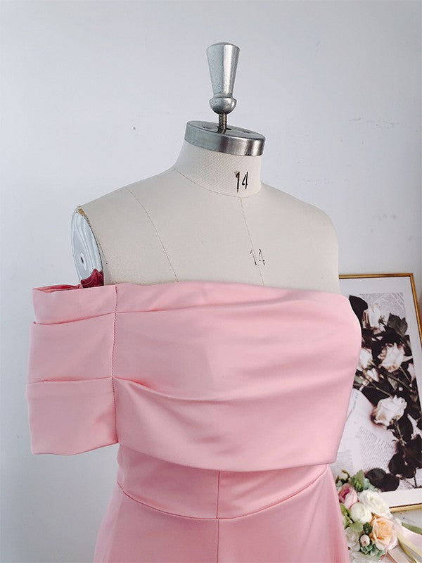 Sheath/Column Satin Ruched One-Shoulder Sleeveless Floor-Length Bridesmaid Dresses CICIP0004968