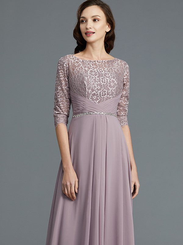 A-Line/Princess 1/2 Sleeves Scoop Asymmetrical Chiffon Mother of the Bride Dresses CICIP0007047