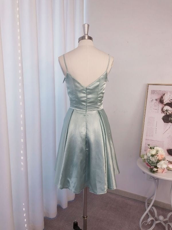 A-Line/Princess Ruffles Spaghetti Straps Sleeveless Short/Mini Homecoming Dresses CICIP0004629