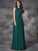 A-line/Princess Jewel Ruffles Sleeveless Long Chiffon Bridesmaid Dresses CICIP0005510