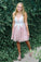 Knee Length V Neck Tulle Homecoming Gown with Lace Appliques, Cute Graduation Dress N2119