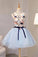 Vintage Light Blue Flower Short Princess Homecoming Dress Party Dresses, Mini Dress N2178