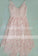 Pink V-neck Straps Tea Length Asymmetrical Lace Bridesmaid Dress,Midi Homecoming Dress,N153