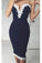 Navy Blue Spaghetti Strap Applique Sheath Short Homecoming Dresses, Party Dress N2155