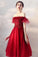 Burgundy Off the Shoulder Knee Length Homecoming Dress with Beading, A Line Dress N2188