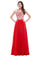 A-line Long Red Beaded Chiffon Prom Dresses SM3