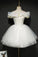 Ivory Off the Shoulder Princess Tulle Homecoming Dress, Mini Puffy Sweet 16 Dress N2145