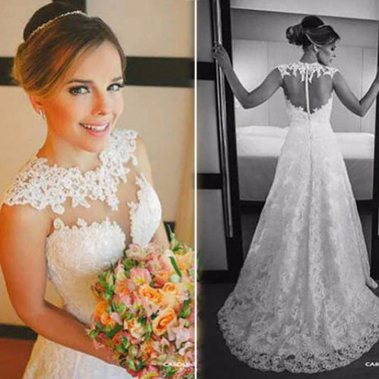 Elegant A Line Sweetheart Sweep Train 2024 Lace Wedding Dresses