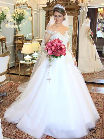 2024 Elegant A Line Off The Shoulder Long Sleeves Wedding Dresses