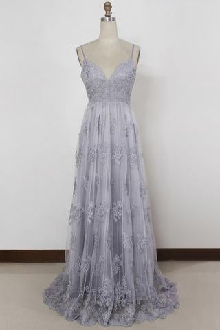 Spaghetti Straps Long Lace Prom Dresses,Evening Dresses,Graduation Dresses DR0535