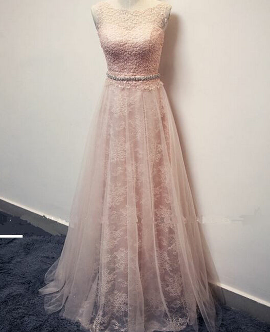 The Charming Appliques and Lace Prom Dresses, Floor-Length Evening Dresses, Prom Dresses, A-Line Real Made Prom Dresses On Sale,