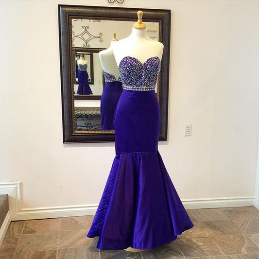 Royal Blue Long Prom Dresses,Mermaid Prom Gowns,Sweetheart Party Prom Dresses For Teens