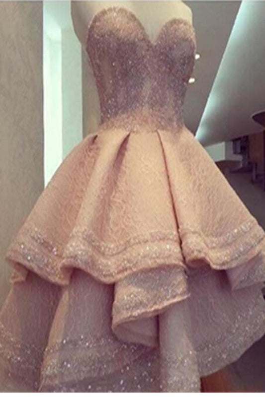 Lace Gorgeous Handmade Sparkly Formal Elegant Sweetheart Homecoming Dresses,Cocktail Dresses,Short Prom Dresses,Sweet 16 Dresses