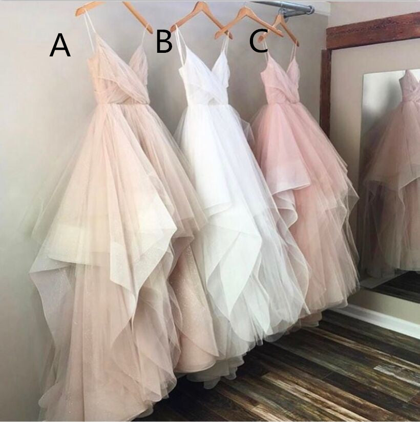 Spaghetti Straps Long Prom Dresses,Tulle Prom Dresses,Long Prom Dresses,Evening Dresses,Simple Cheap Prom Dress,Plus Size Prom Gowns,Party Dresses DR0548