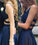 Dark Blue Two Pieces Prom Dress,V Neck Evening Dress,Open Back Party Dress,Formal Dresses N66