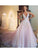 A-line V-neck Light Pink Flower Appliqued Tulle Wedding Dress,N10