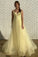 Spaghetti Straps Floor Length Tulle Prom Dress with Pleats, Cheap Long Graduation Dress N2566