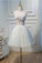 Strapless Homecoming Dress Flower Applique Short Tulle Graduation Dress N1945