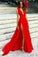 Split V-neck Red Evening Dress,Sexy Party Dresses with V Back,Sleeveless Chiffon Prom Dresses,N61
