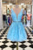 Blue Lace Beaded Sash Sleeveless A Line Sleeveless Tulle Short Homecoming Dresses N1827