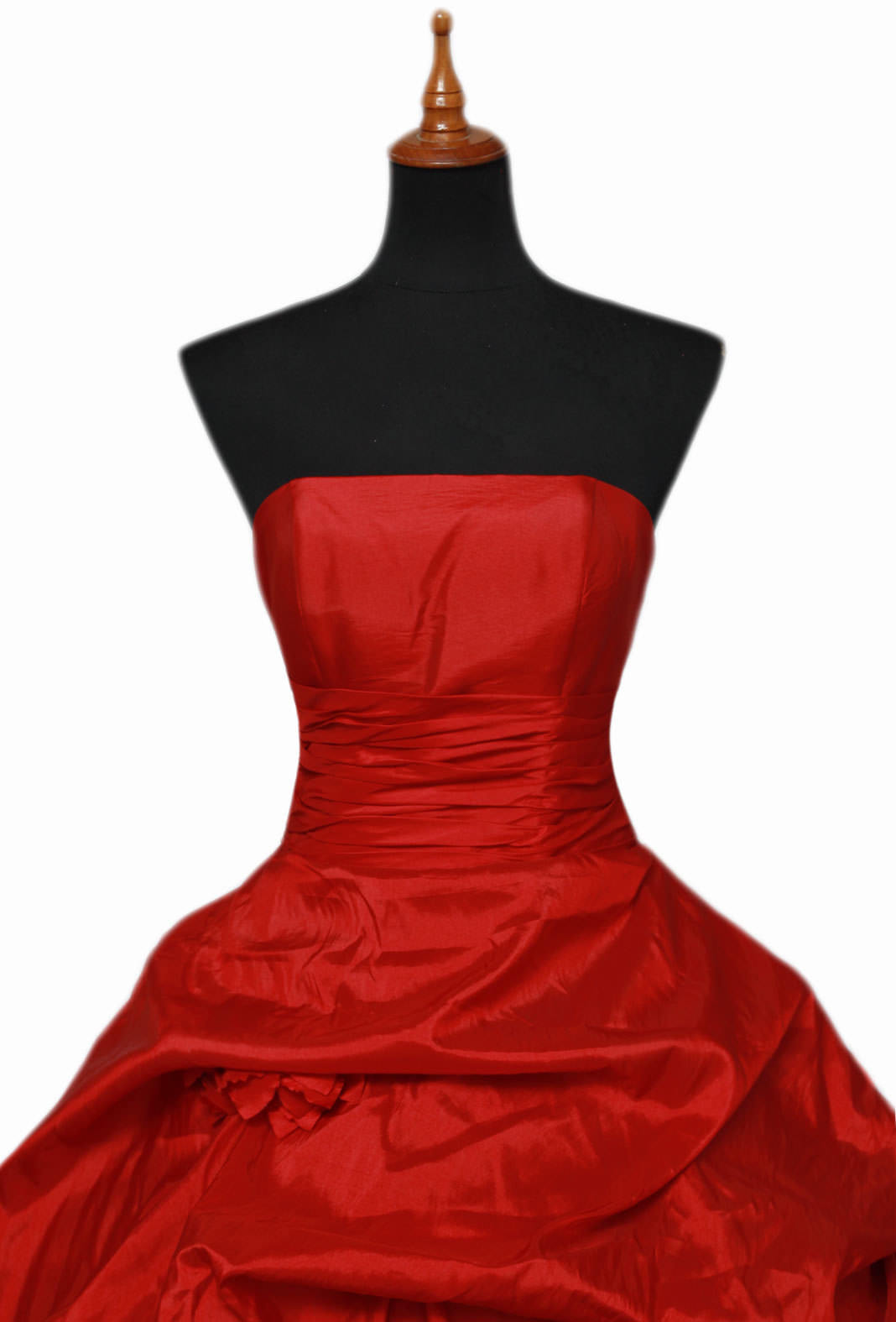 Red Strapless Taffeta Ruffles Ball Gown 2024 Wedding Dresses