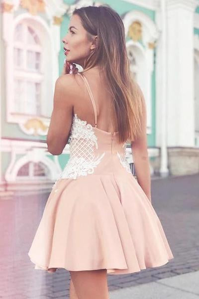 Sexy A-Line Spaghetti Straps Sweetheart Homecoming Dresses With Lace N2154