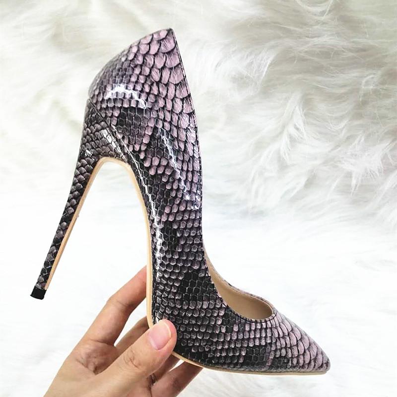 High-heels with purple snakeskin pattern, Fashion Evening Party Shoes, yy13