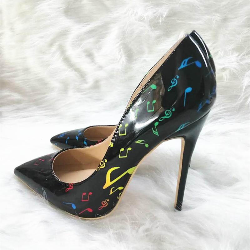 High-heels with note patterns, Fashion Evening Party Shoes, yy14