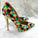 High-heels with colorful plaid pattern, Fashion Evening Party Shoes, yy17