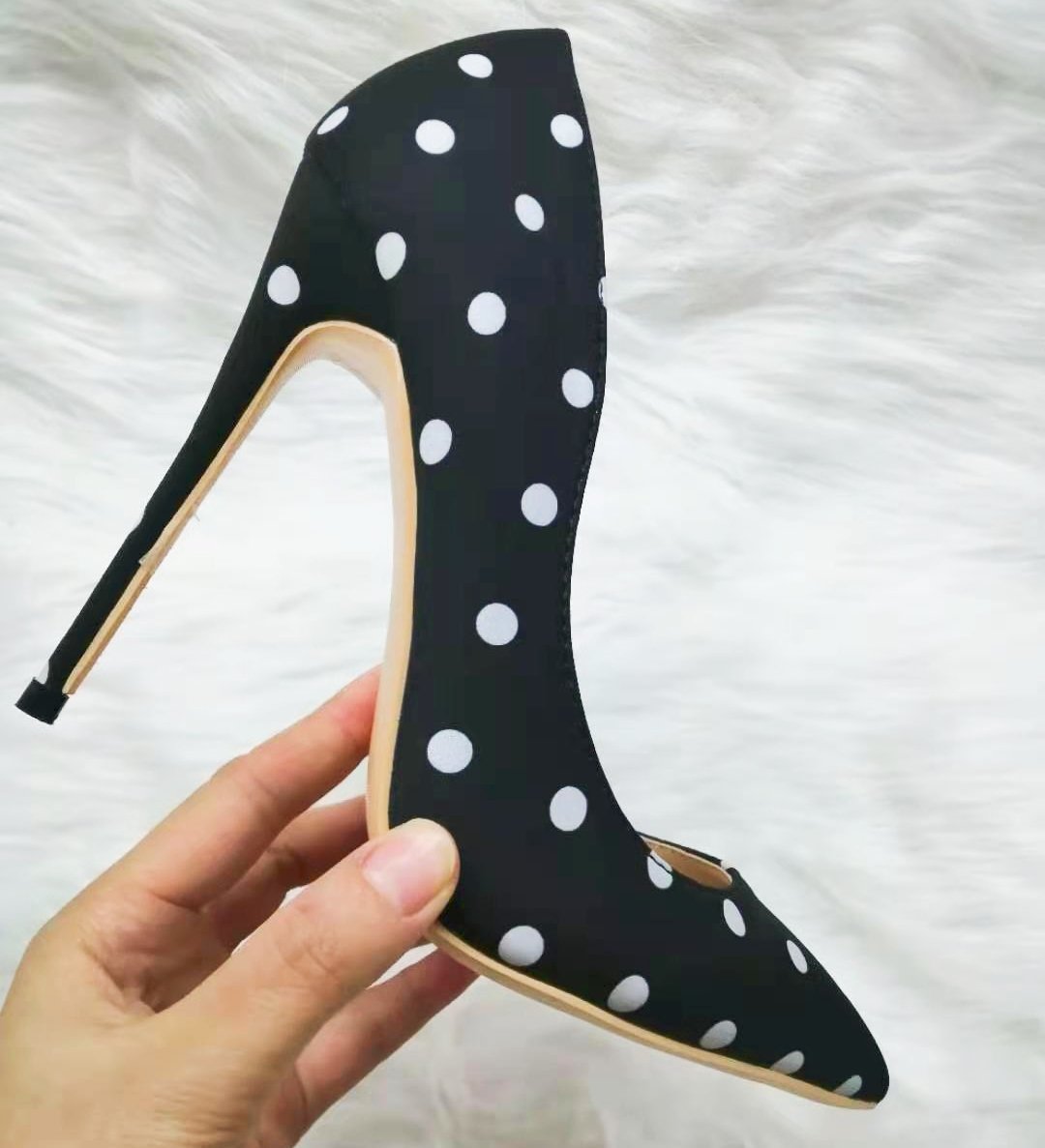 High-heels with polka dot pattern, Fashion Evening Party Shoes, yy28