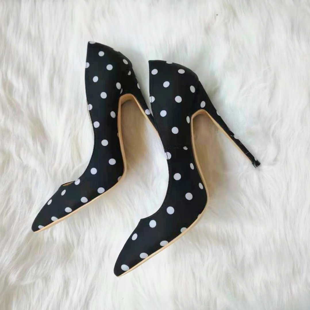 High-heels with polka dot pattern, Fashion Evening Party Shoes, yy28
