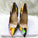 High-heels with colorful patterns, Fashion Evening Party Shoes, yy08